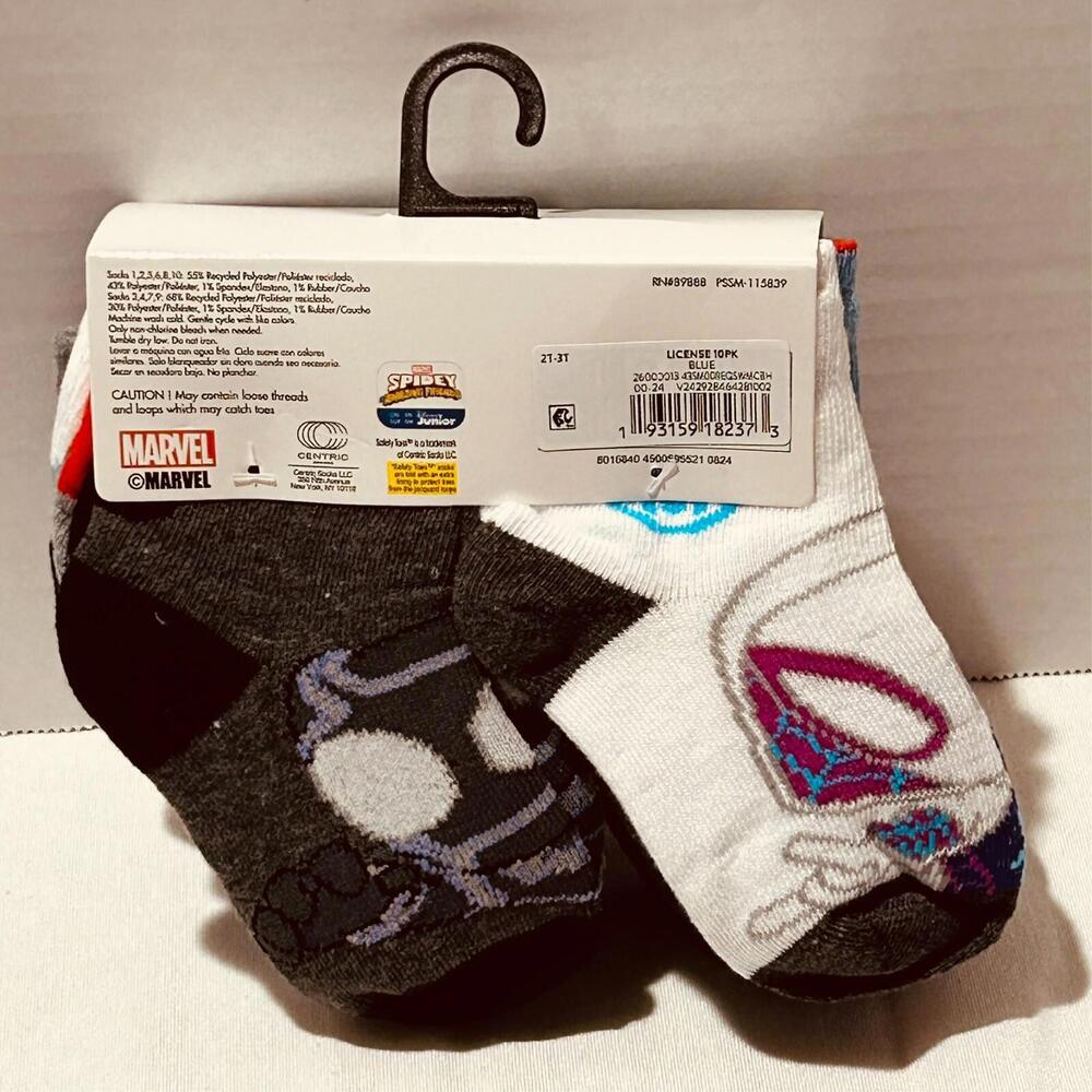 Marvel Spidey Amazing Friends Boys 10 Pairs Ankle Socks Disney Spiderman 4T-5T - Picture 7 of 8
